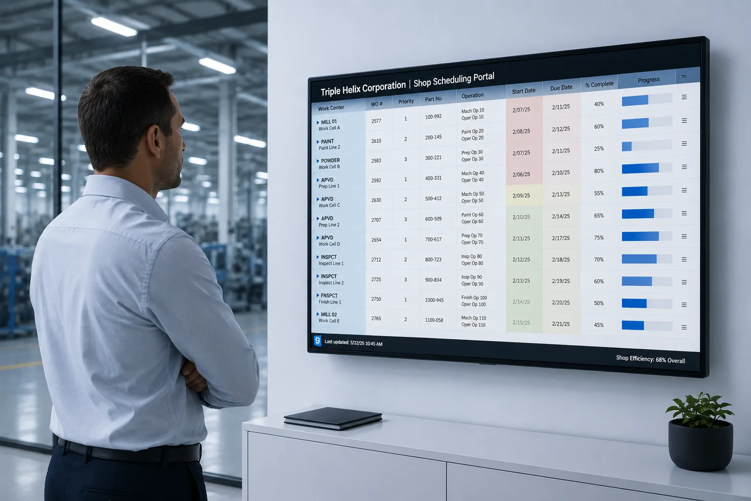 VUE touchscreen reporting on a manufacturing floor